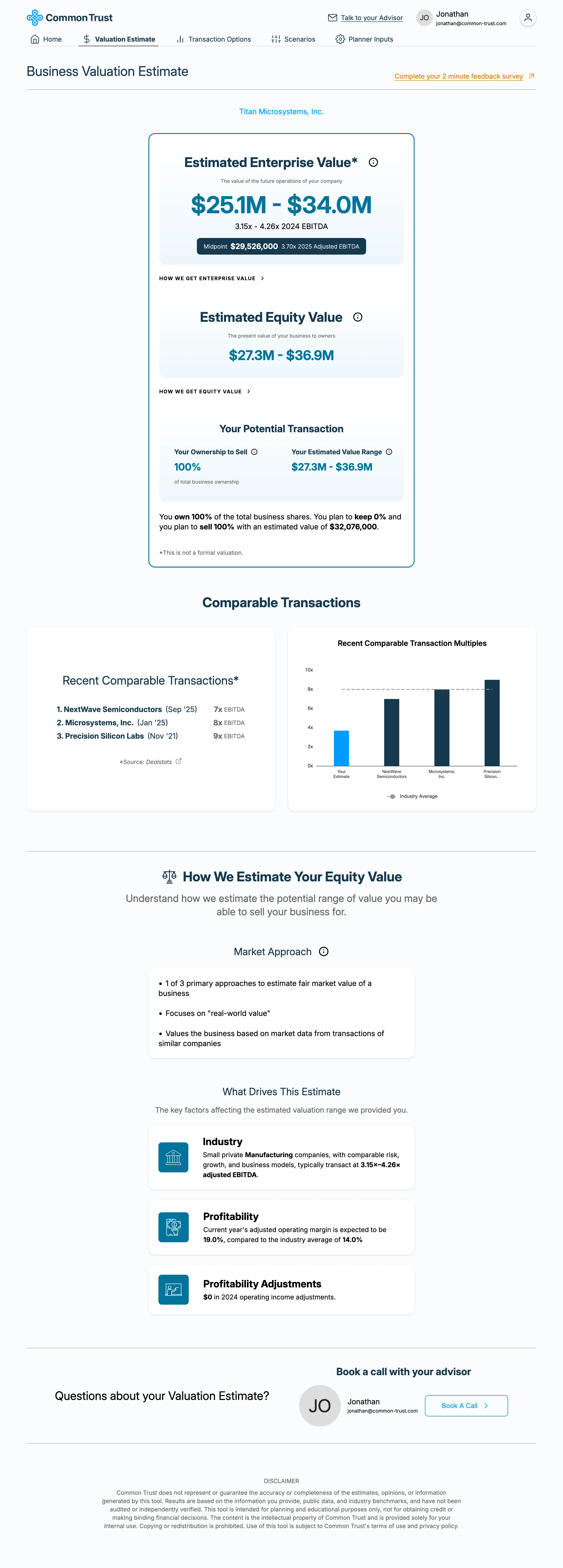 EO Planner full-page preview estimate page